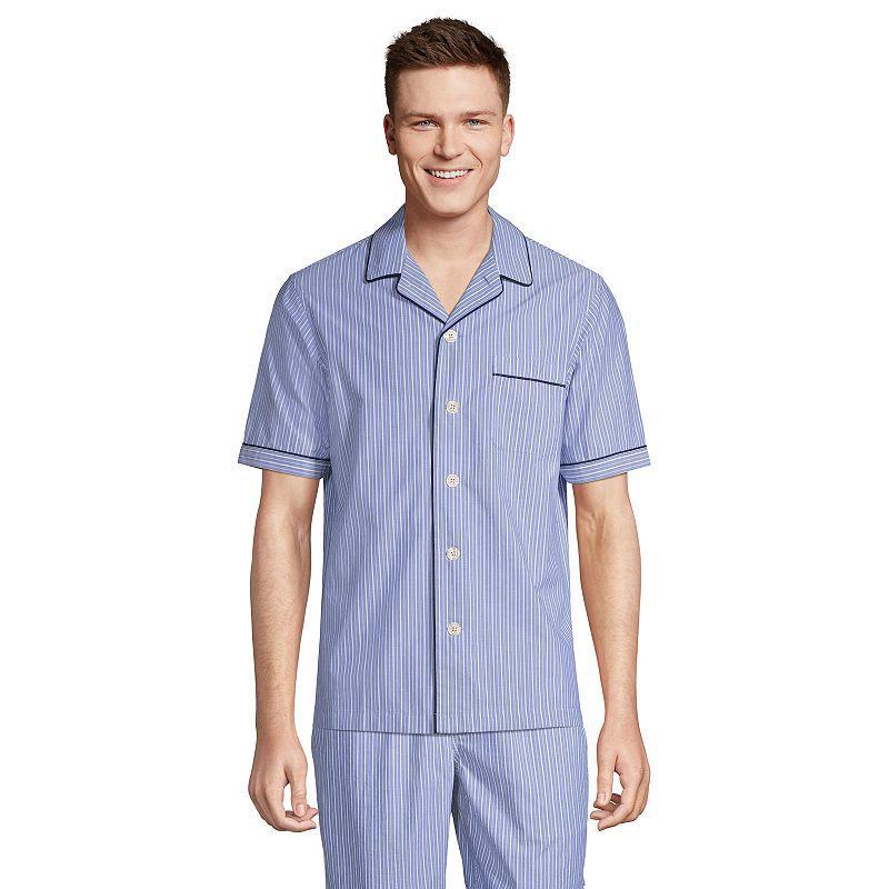 Men's Lands' End Poplin Pajama Shirt, Size: Large, Blue Chambray Product Image
