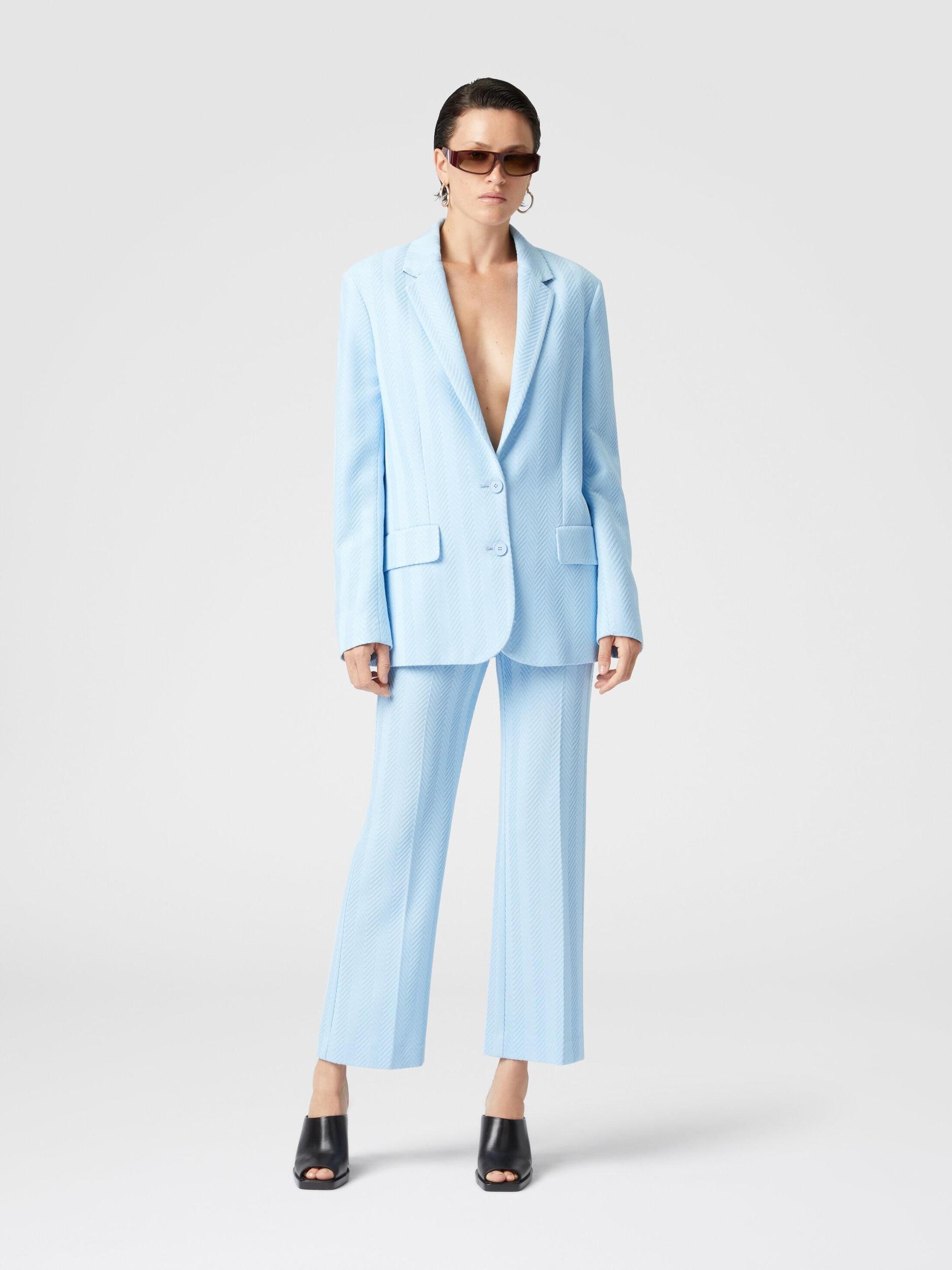 Single-breasted blazer in cotton and zig zag viscose tone on tone Product Image
