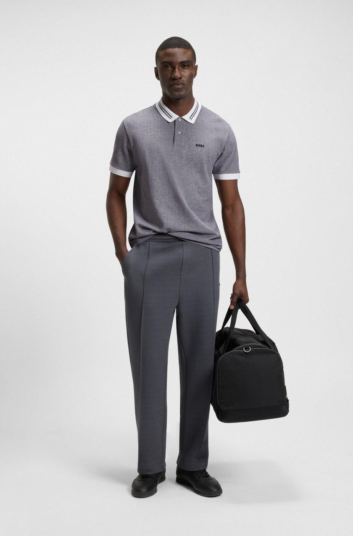 BOSS - Cotton-piqué polo shirt with dot print - White Product Image