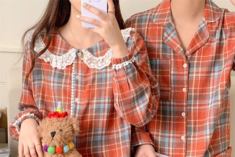 Couple Matching Plaid Pajama Set Product Image