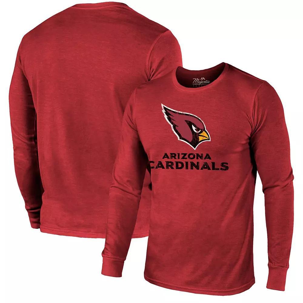 Arizona Cardinals Majestic Threads Lockup Tri-Blend Long Sleeve T-Shirt - Cardinal, Men's, Size: 2XL, Red Product Image
