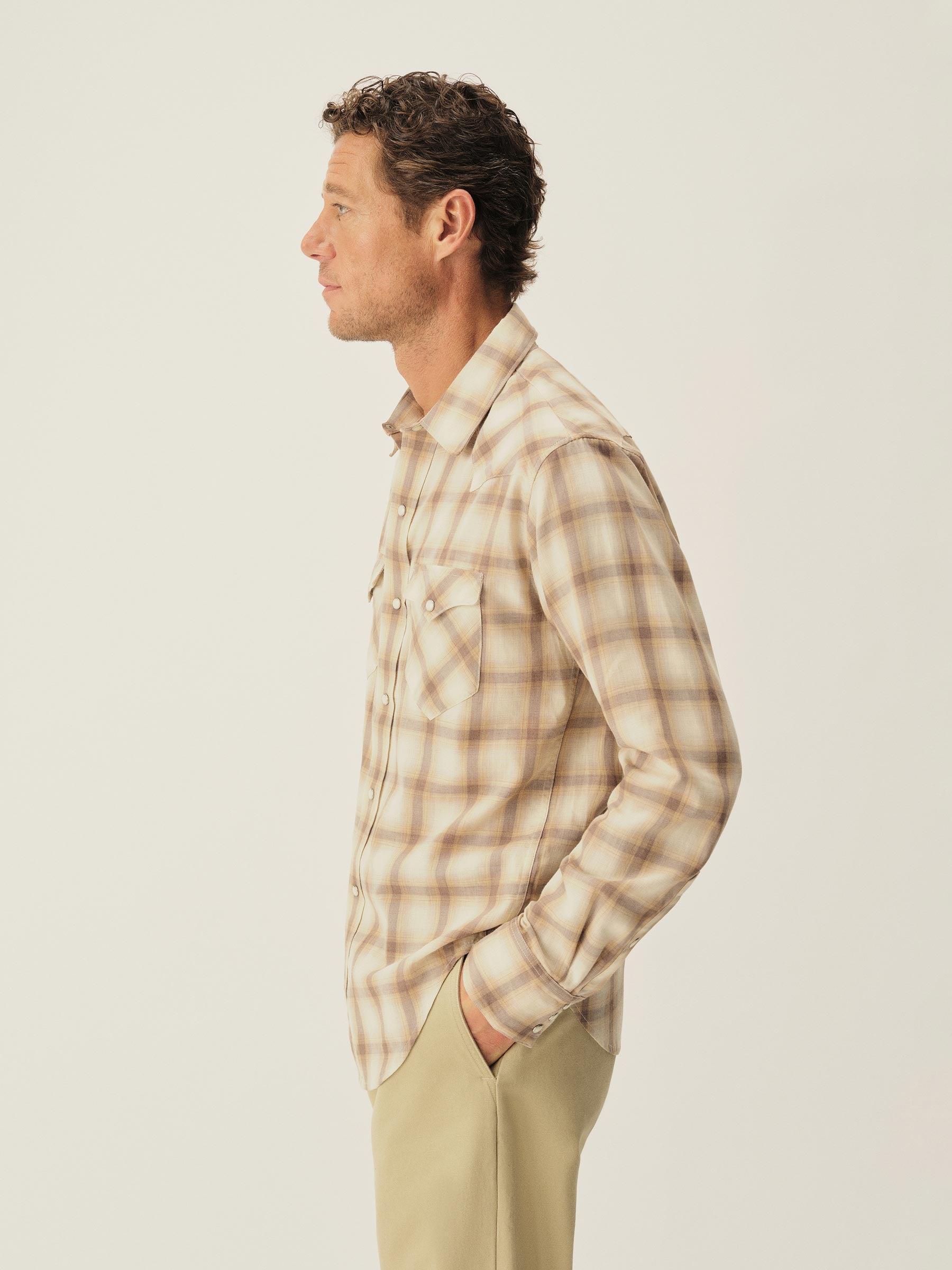 Brown Plaid Ombre Palomino Western Shirt Product Image