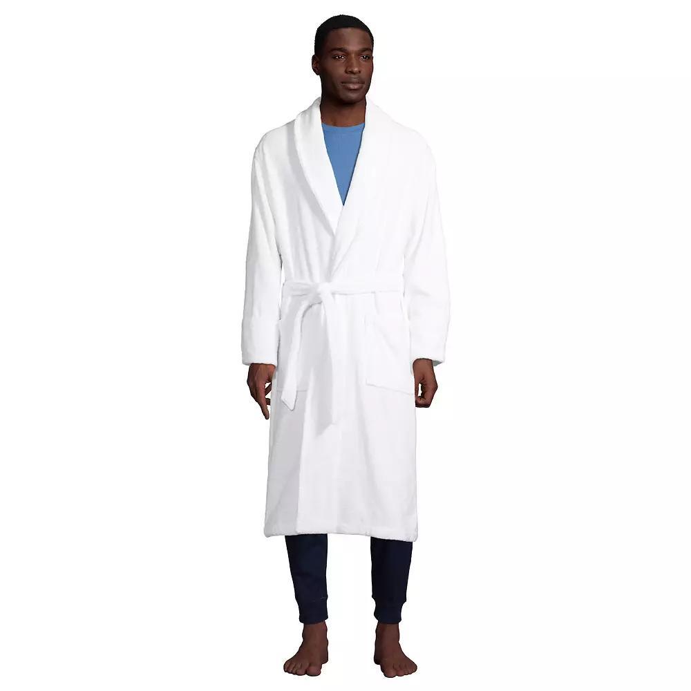 Big & Tall Lands' End Calf-Length Turkish Terry Robe, Men's, Size: Medium Tall, White Product Image
