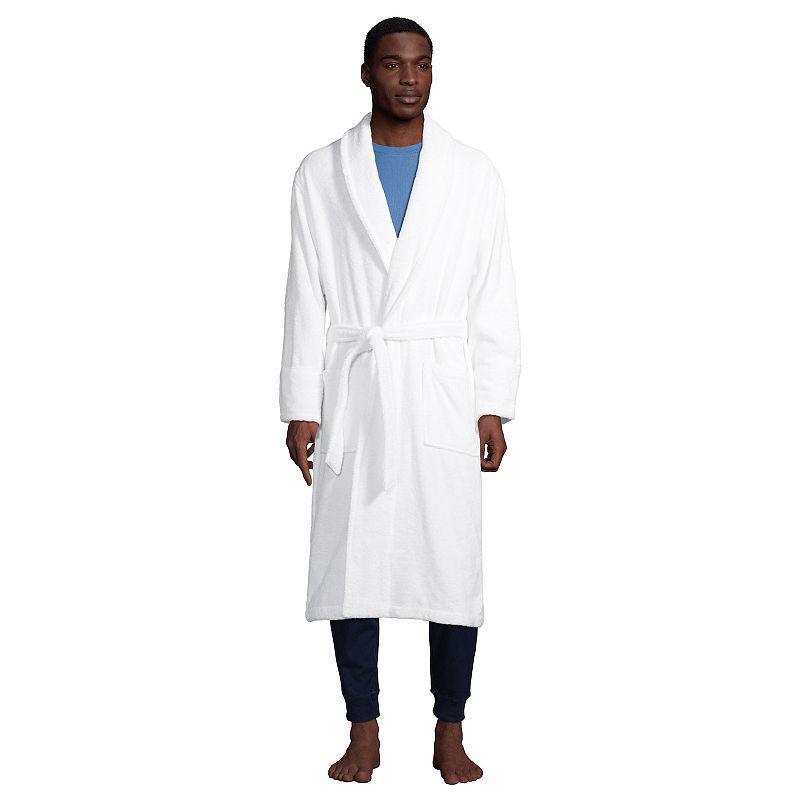 Big & Tall Lands' End Calf-Length Turkish Terry Robe, Men's, Size: Medium Tall, White Product Image