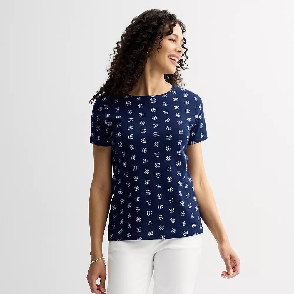 Women's Croft & Barrow® Essential Crewneck Tee, Size: XS, Blue Mini Tile Product Image