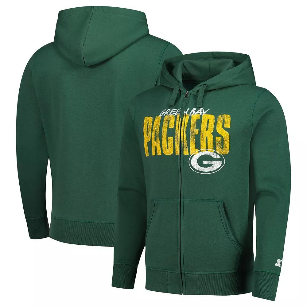 Mens Starter Bay Packers Distressed Classic Full-Zip Hoodie Product Image