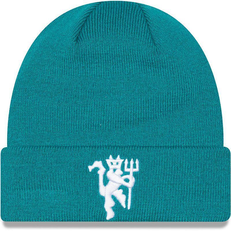 Mens New Era Turquoise Manchester United Seasonal Cuffed Knit Hat, Man Turquoise A Product Image