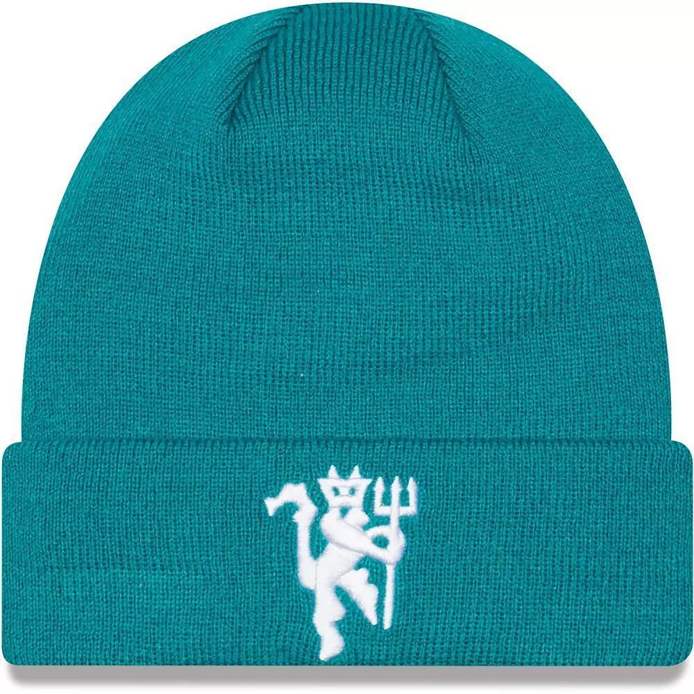 Mens New Era Turquoise Manchester United Seasonal Cuffed Knit Hat, Man Turquoise A Product Image