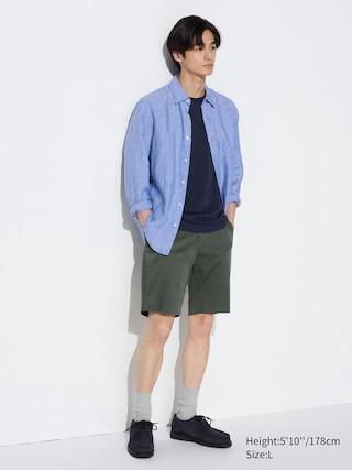 Mens Stretch Slim Shorts 9 Olive 2XL UNIQLO US Product Image