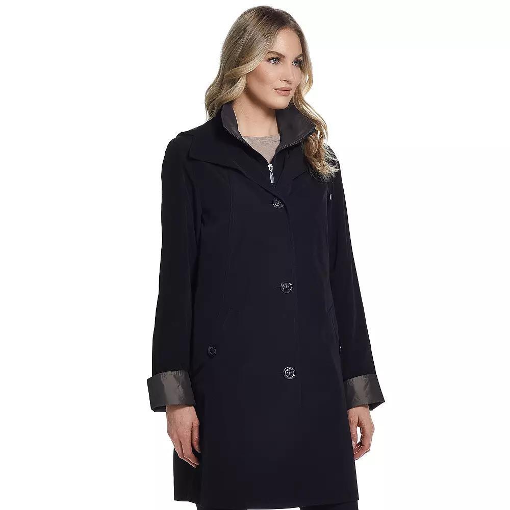 Womens Gallery Contrast-Trim Hood Rain Jacket Product Image