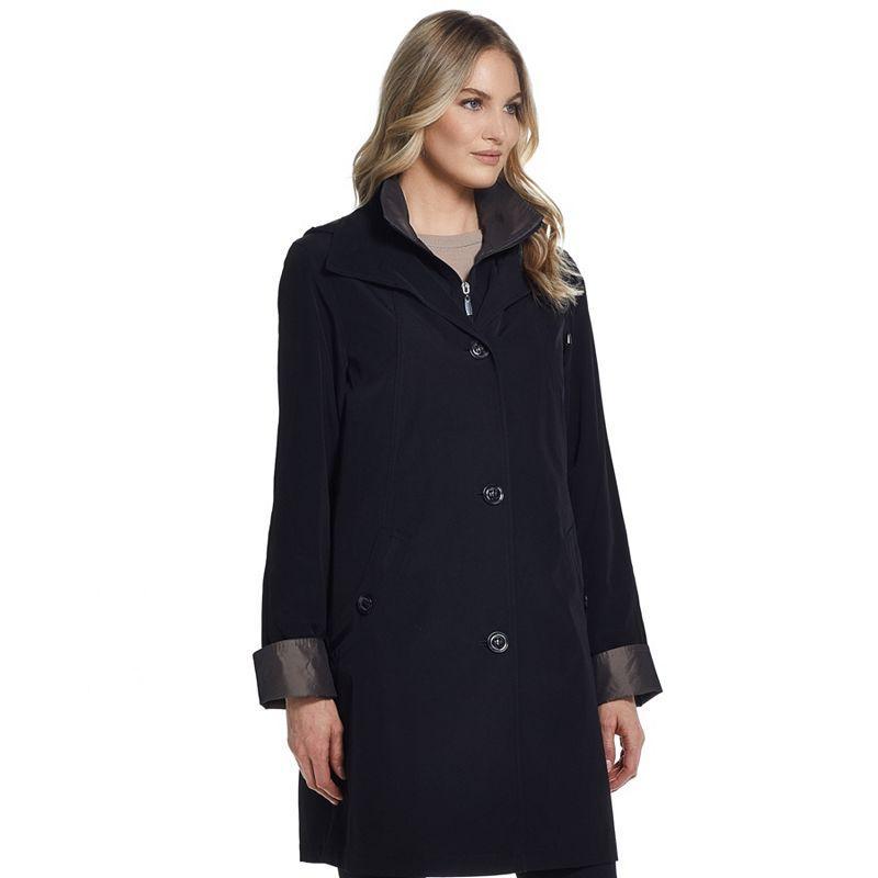 Womens Gallery Contrast-Trim Hood Rain Jacket Product Image