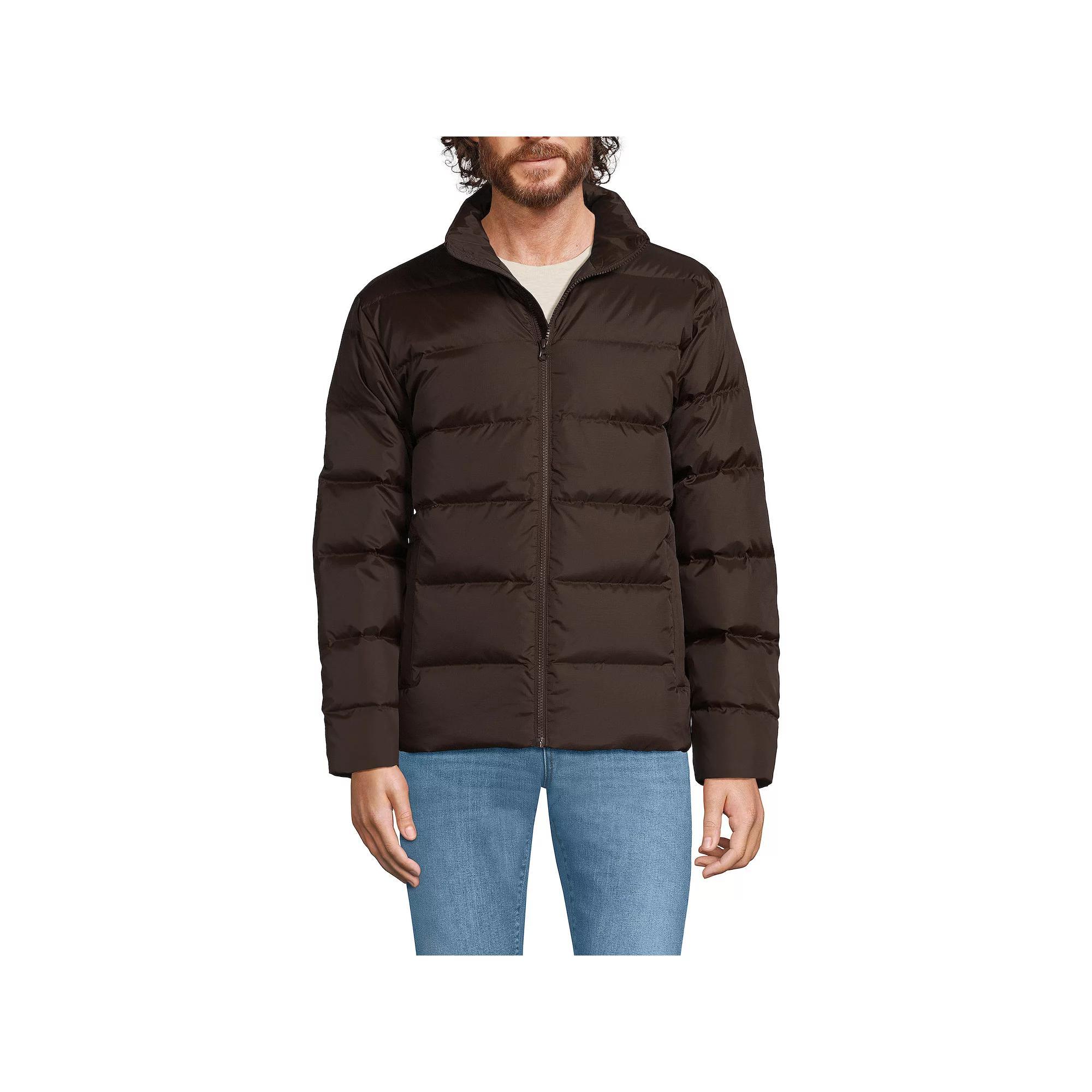 Tall Lands' End Puff Down Jacket, Men's, Size: Large Tall, Brown Gray Product Image