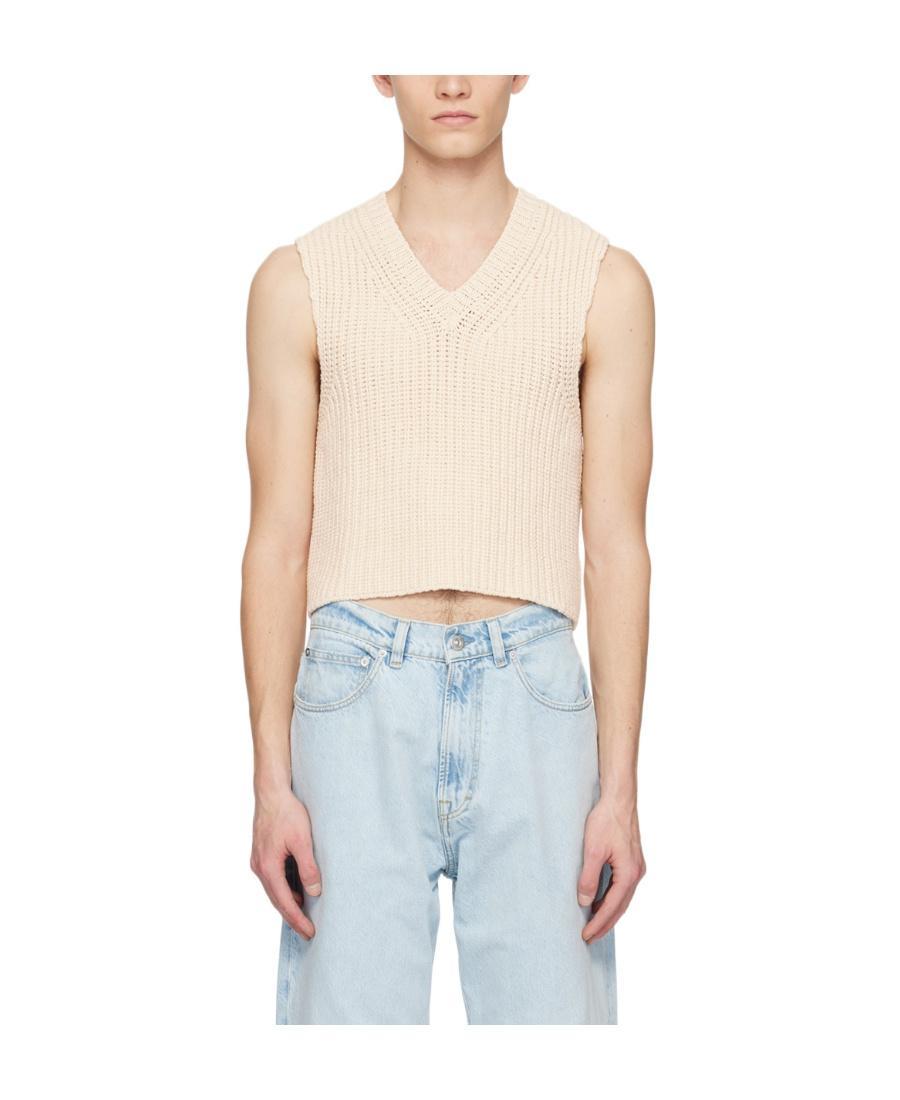 OUR LEGACY Ribbed-knit Cropped Vest In White Product Image