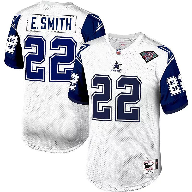 Men's Mitchell & Ness Emmitt Smith White Dallas Cowboys 1996 Authentic Throwback Retired Player Jersey, Size: 52 Product Image