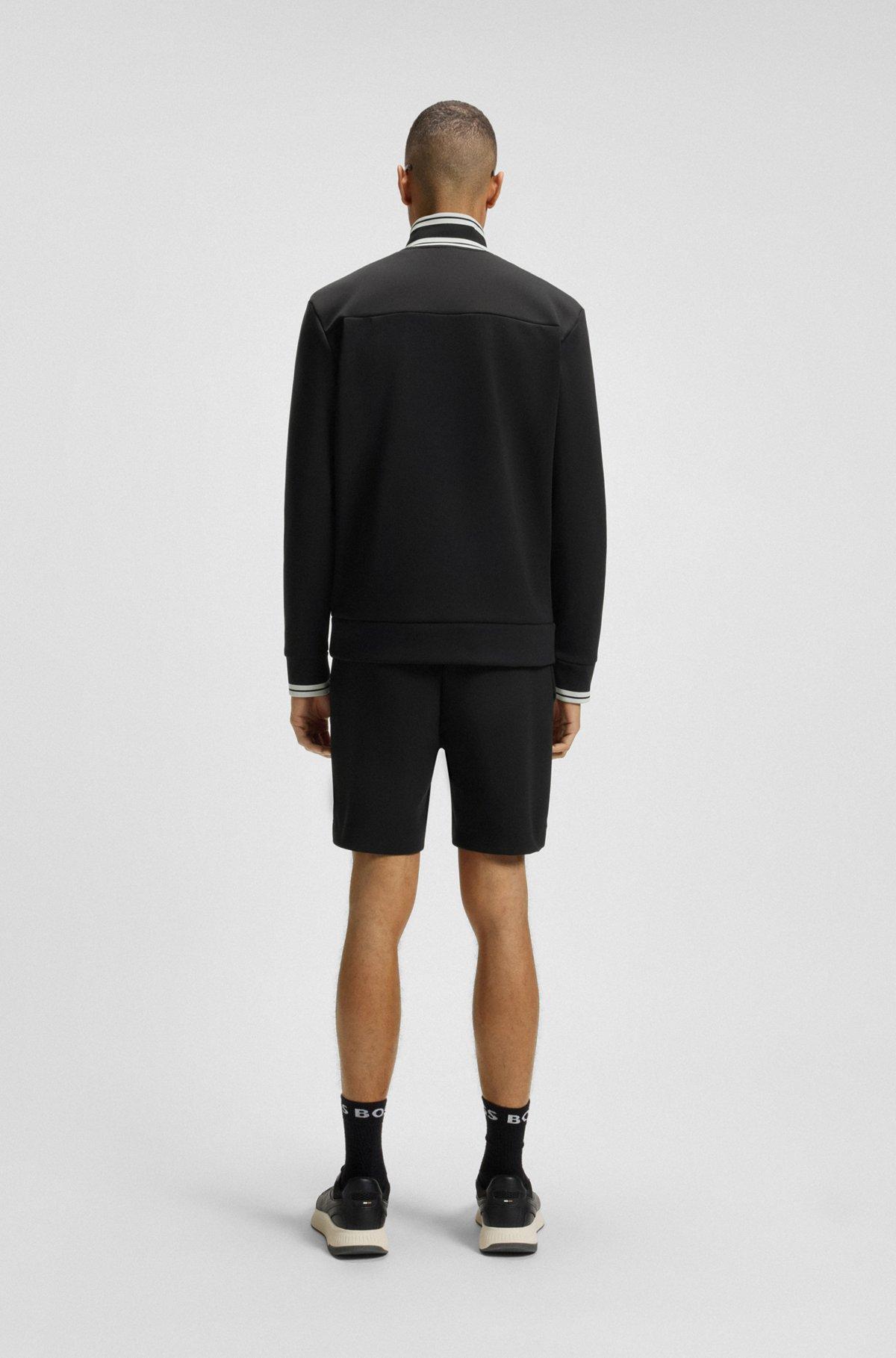 BOSS - Zip-up sweatshirt with striped trims - Black Product Image