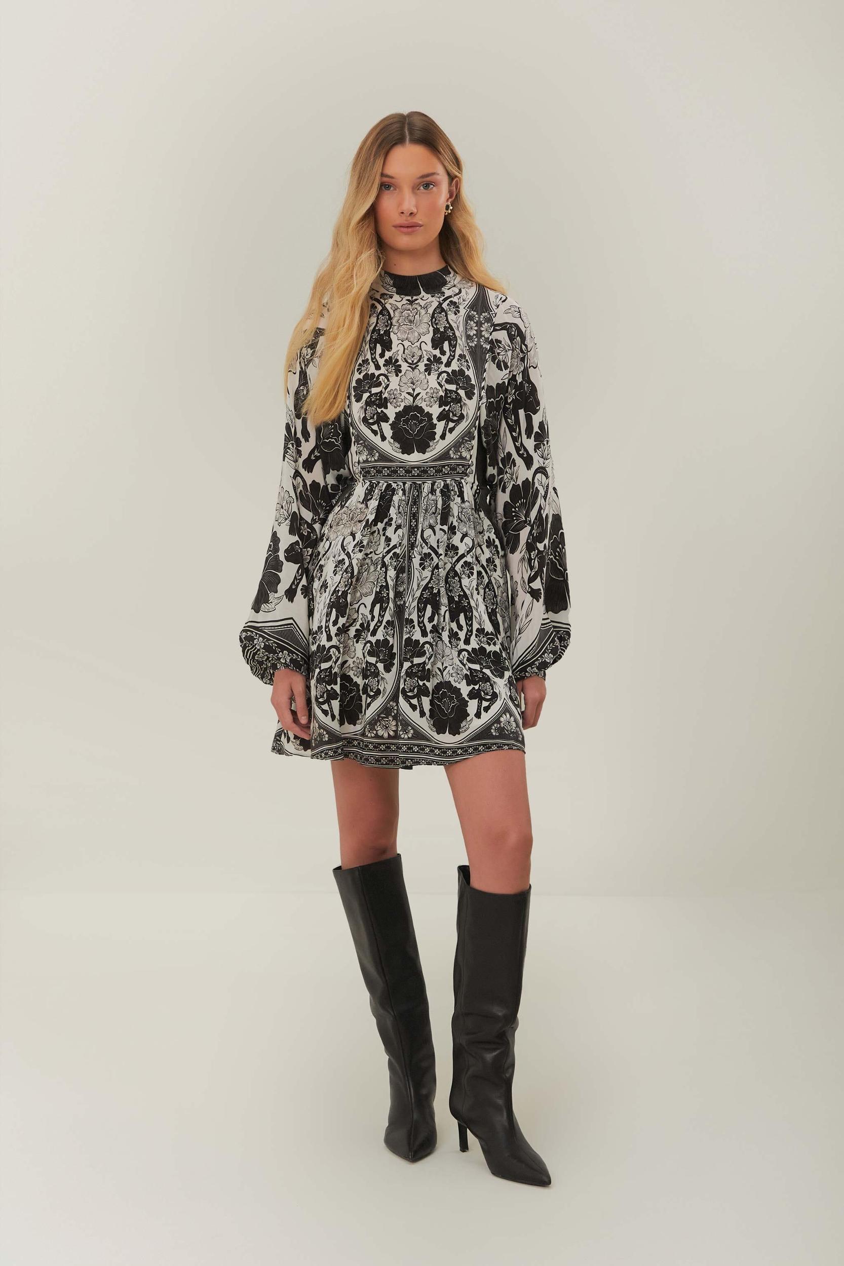 Off-White Flower Leopards Mini Dress, FLOWER LEOPARDS OFF-WHITE / XL Product Image