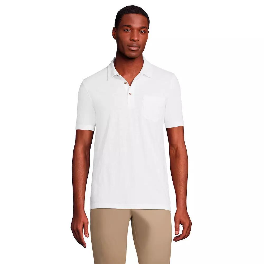 Men's Lands' End Slub Pocket Polo, Size: XXL, White Product Image