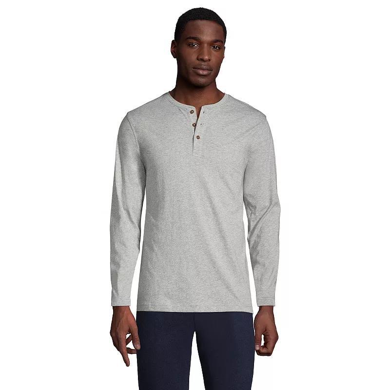 Men's Lands' End Long Sleeve Supima Jersey Henley Top, Size: Large, Radiant Blue Product Image