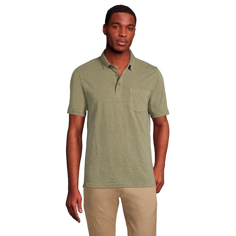 Men's Lands' End Slub Pocket Polo, Size: XXL, White Product Image