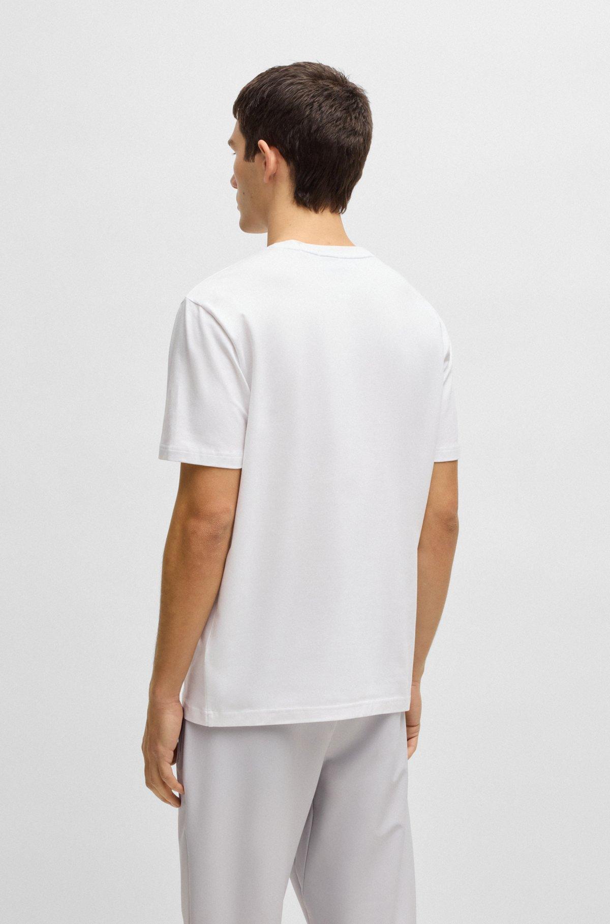 Stretch-cotton T-shirt with photo-print logo Product Image