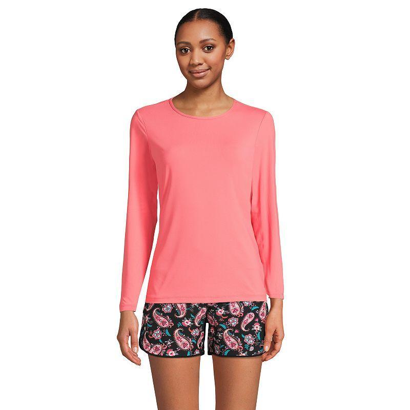 Plus Size Lands' End UPF 50 Long Sleeve Rash Guard, Women's, Size: 2XL, Black Product Image