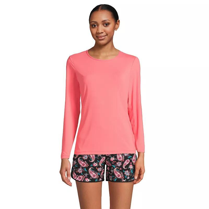 Plus Size Lands' End UPF 50 Long Sleeve Rash Guard, Women's, Size: 2XL, Black Product Image