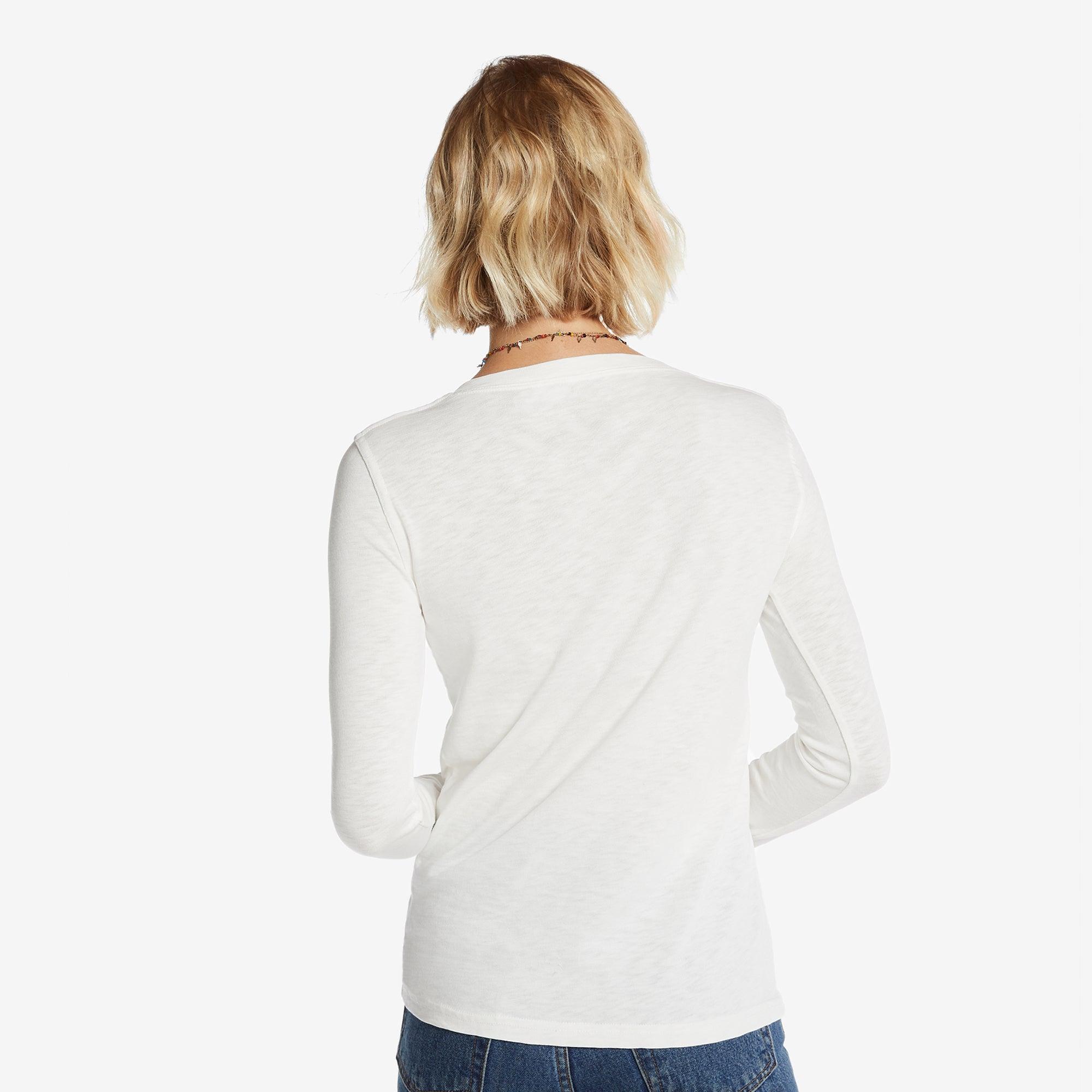 Women's Premium Slub Long Sleeve Henley - Bone Female Product Image