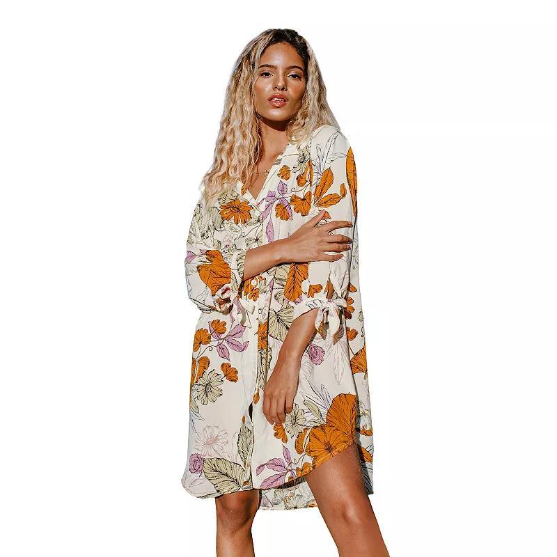 Women's Cupshe Floral Midi Swim Cover-Up Shirtdress, Size: Small, Multi Product Image