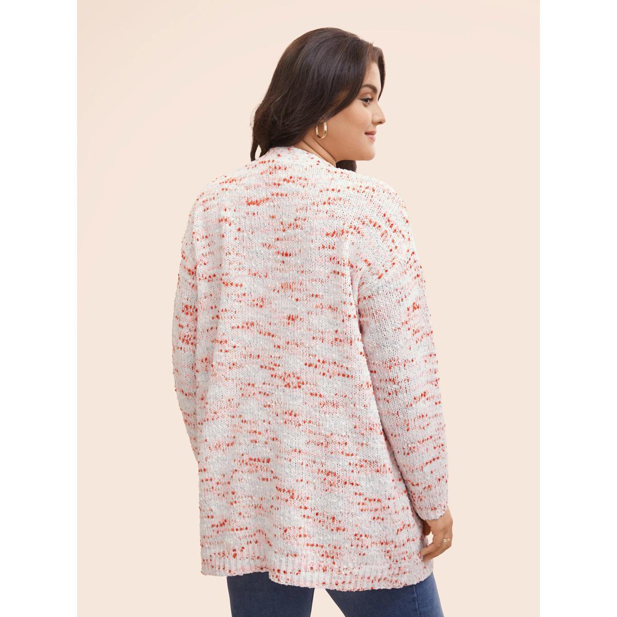 Plus Size Heather Drop Shoulder Pocket Cardigan Originalwhite Women Casual Loose Long Sleeve Everyday Cardigans BloomChic 26/4X Product Image