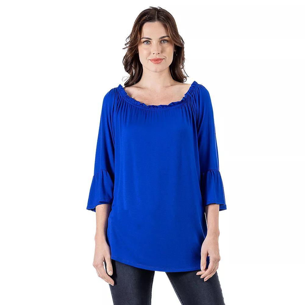 Womens 24Seven Comfort Apparel Bell Sleeve Tunic Top Purple Product Image