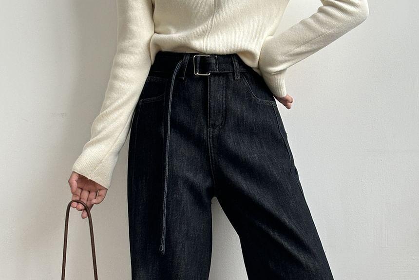 High Rise Plain Wide Leg Jeans Product Image