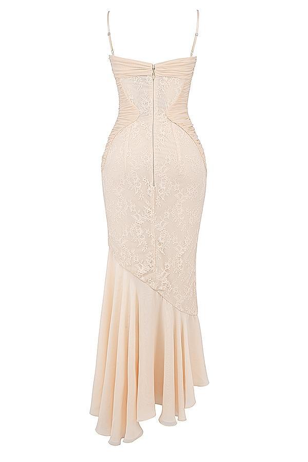Felicia  vanilla chiffon & lace gown Product Image