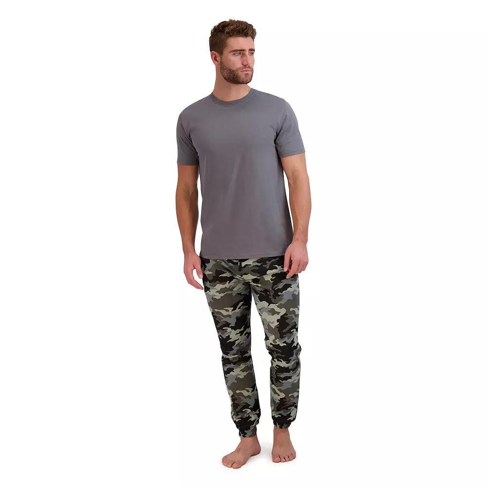 Big & Tall Hanes® Cotton Modal French Terry Pajama Set, Men's, Size: XXL, Oatmeal Grey Forest Product Image