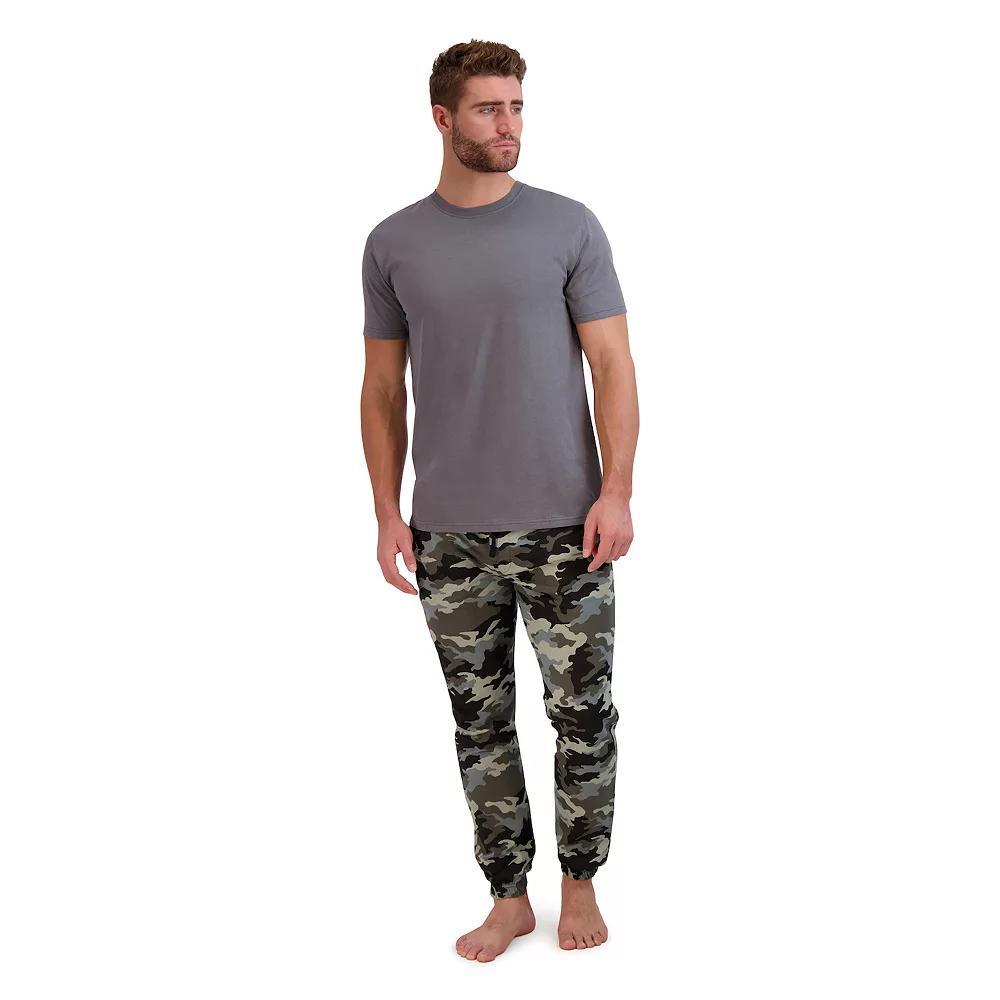 Big & Tall Hanes® Cotton Modal French Terry Pajama Set, Men's, Size: XXL, Oatmeal Grey Forest Product Image