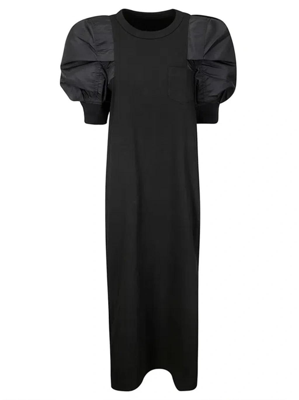 SACAI Nylon Twill X Cotton Jersey Dress In Black Product Image