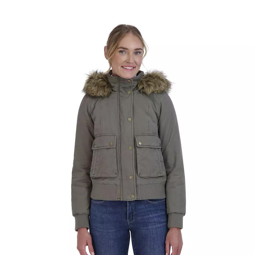 Juniors' Sebby Faux-Fur Hood Bomber Parka, Women's, Size: Large, Grey Product Image