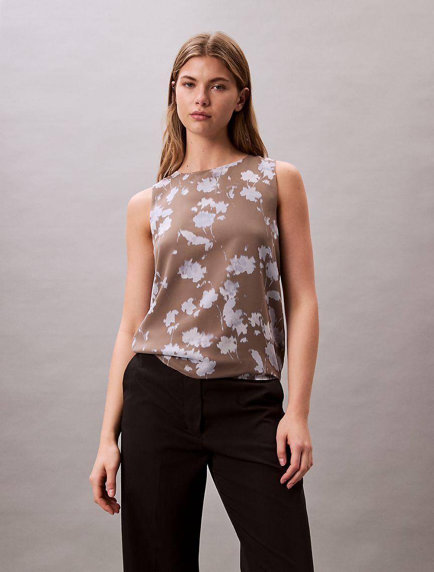 Printed Chiffon Sleeveless Shell Top Product Image