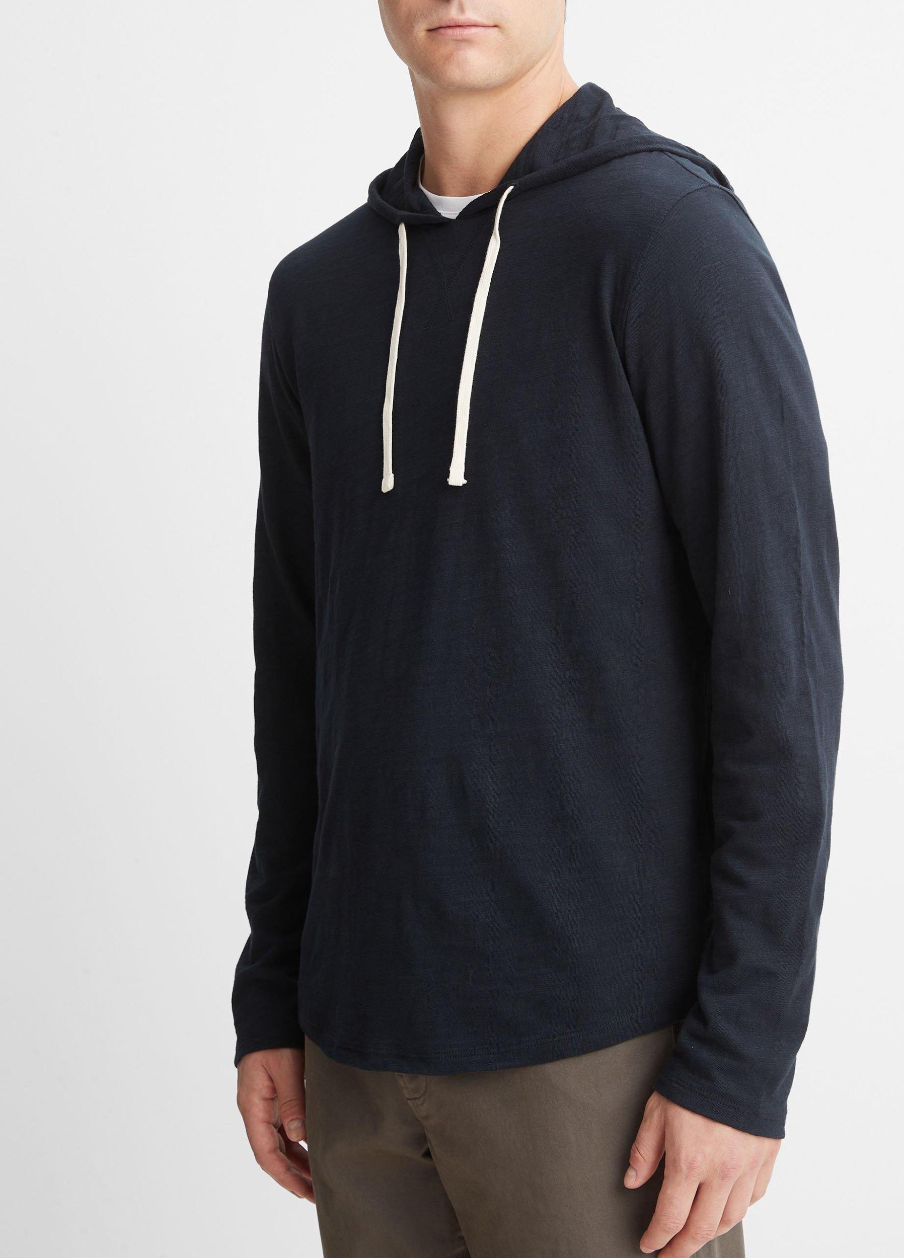 Mens Textured Cotton Hoodie, Coastal Blue, Size L Vince Product Image
