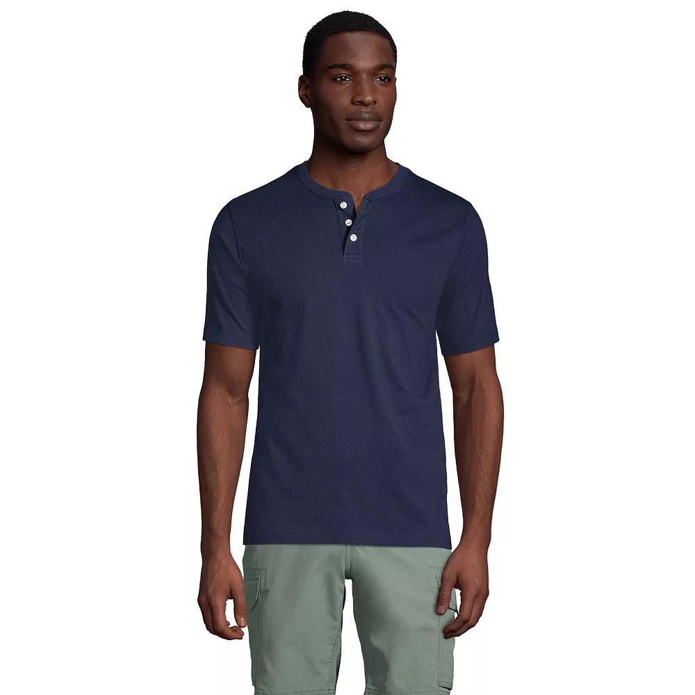 Big & Tall Lands' End Short Sleeve Super-T Henley Shirt, Men's, Size: 3XL Tall, Radiant Blue Product Image