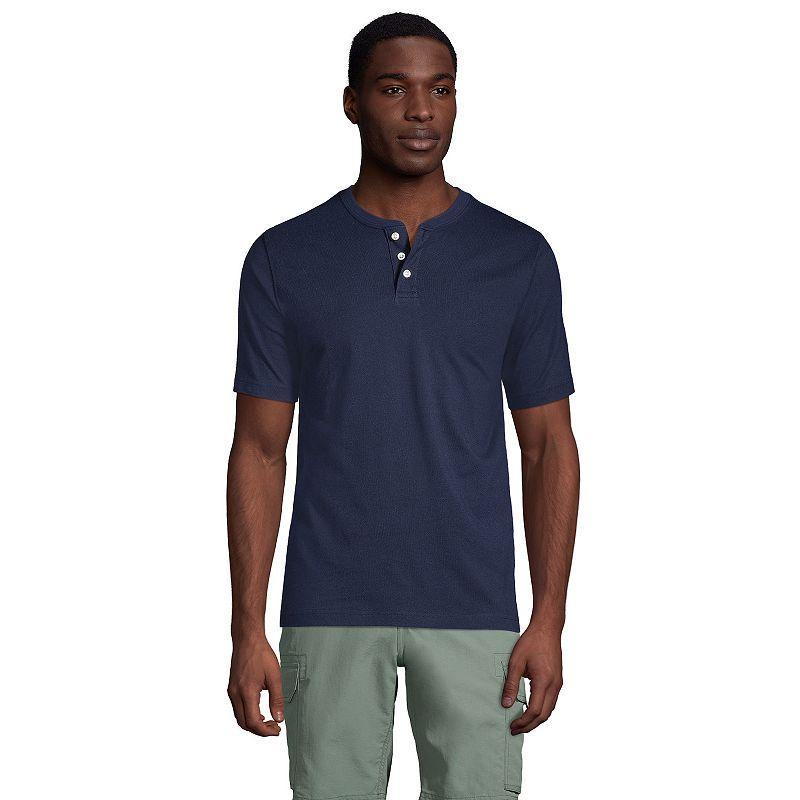 Big & Tall Lands' End Short Sleeve Super-T Henley, Men's, Size: 4XB, White Product Image