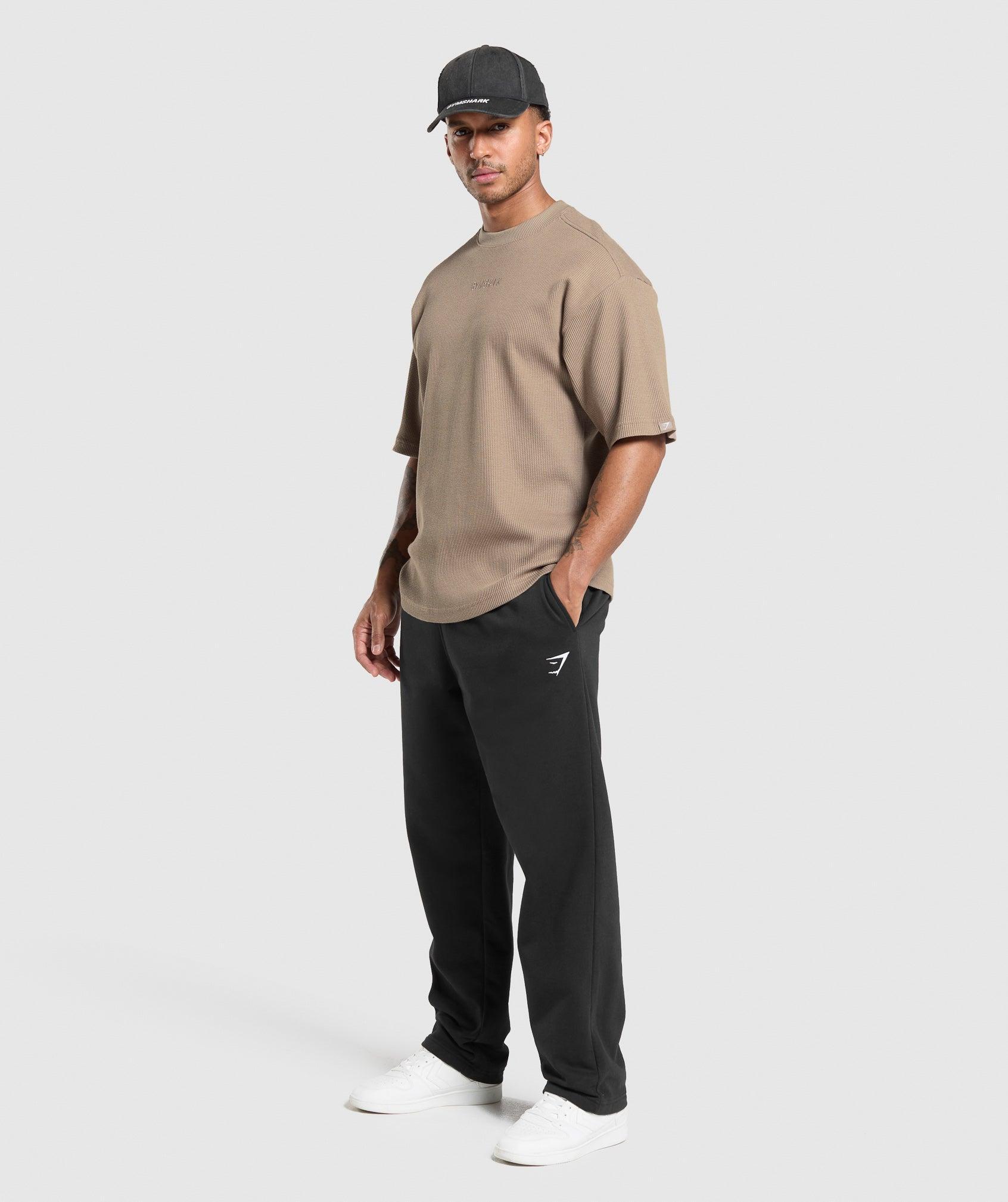 Gymshark Waffle Oversized T-Shirt - Lifestyle Brown Male Product Image
