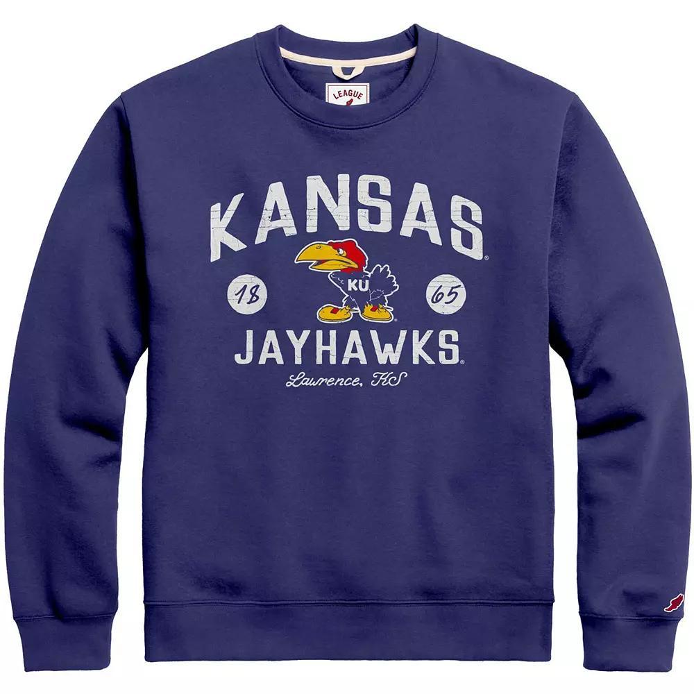 Men's League Collegiate Wear  Royal Kansas Jayhawks Bendy Arch Essential Pullover Sweatshirt, Size: Large, Blue Product Image