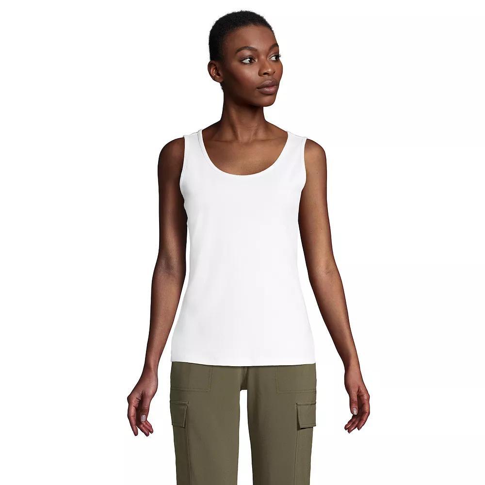 Women's Lands' End Cotton Tank Top, Size: XL, White Product Image