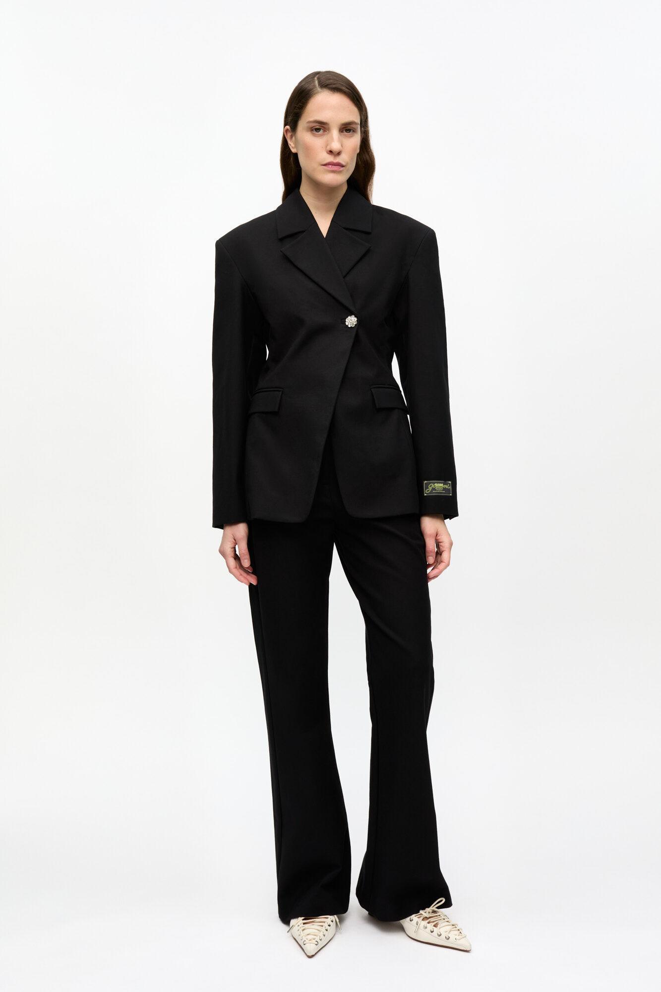 Black Heavy Cotton Tailoring Blazer Product Image