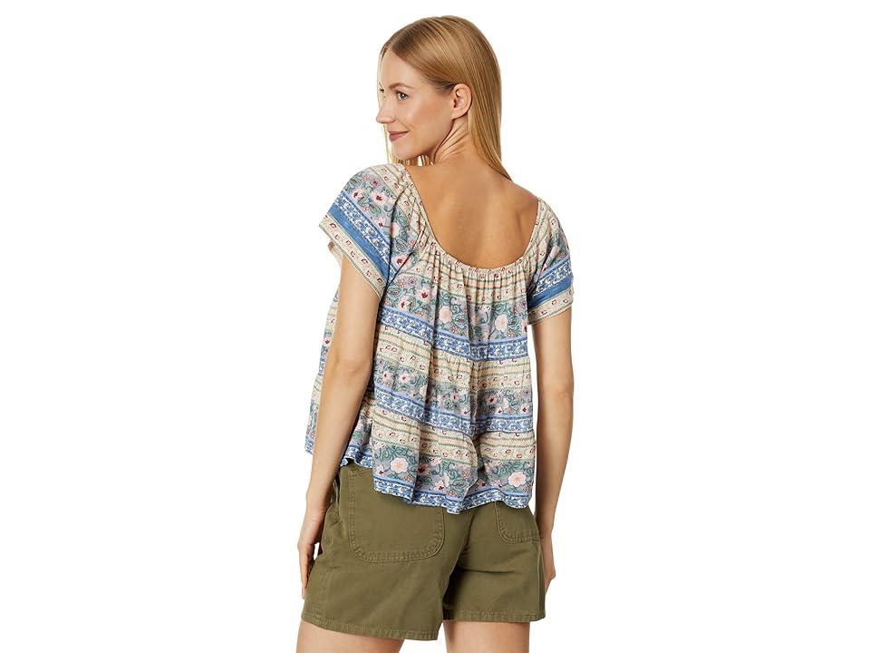 Lucky Brand Print Mix Swing Tiered Top Multi) Women's Clothing Product Image