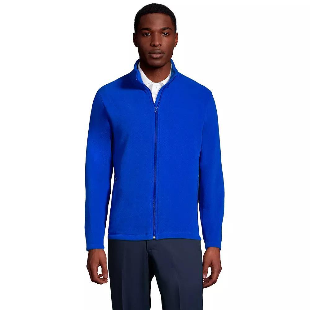 Men's Lands' End Full-Zip Mid-Weight Fleece Jacket, Size: Large, Dark Grey Product Image