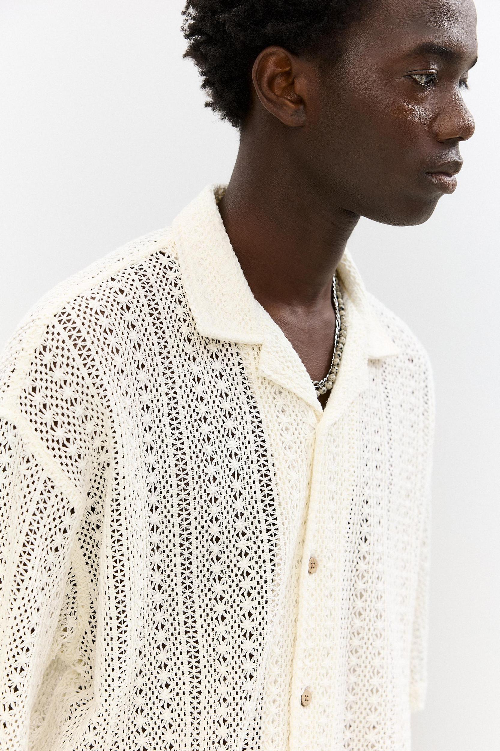 Short sleeve crochet shirt Product Image