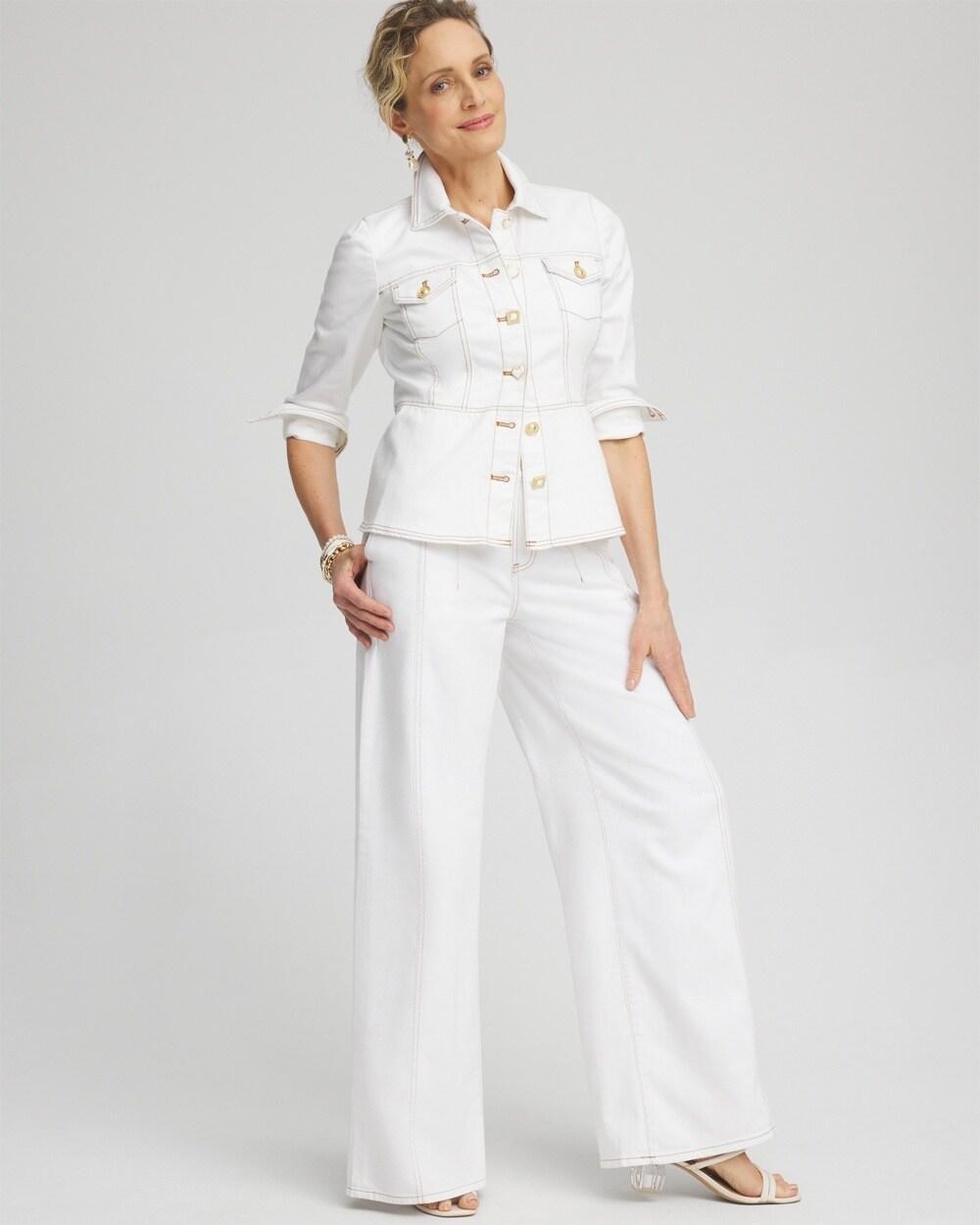 No Stain Peplum Denim Jacket Product Image