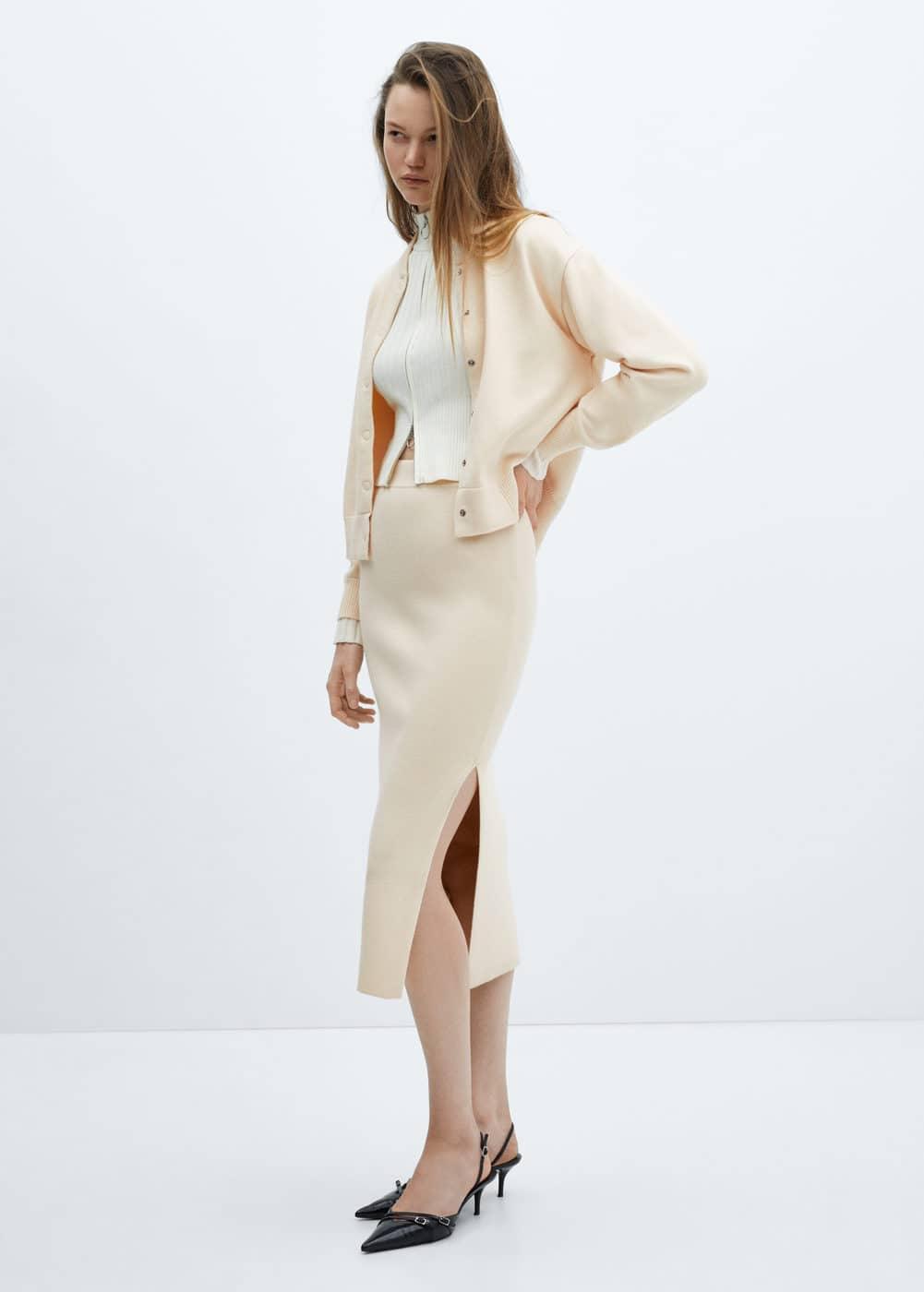 Mango knit midi slit skirt Product Image