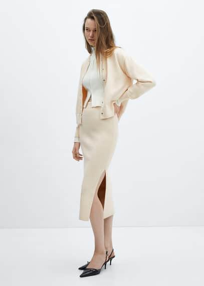 Mango knit midi slit skirt Product Image